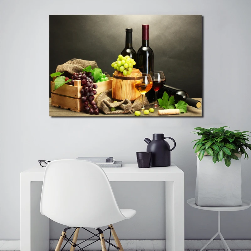 

Wine Fruit Wallpaper Canvas Painting Print Bedroom Kitchen Restaurant Home Decor Modern Wall Art Oil Painting Poster Framework