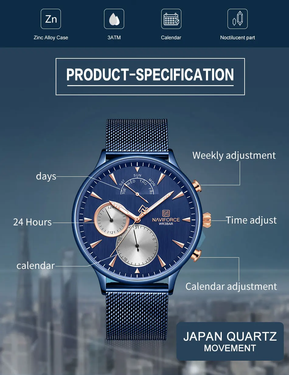 NAVIFORCE мужские часы лучший бренд простые Кварцевые водонепроницаемые мужские наручные часы полностью стальные спортивные мужские часы Дата Relogio Masculino