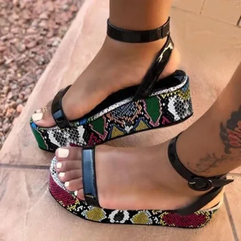 

2020 New Platform Shoe Woman Sandals Open Toe Sandals Fashion Colorful Ladies Summer Shoes Ankle Buckle Woman Sandals Size Plus