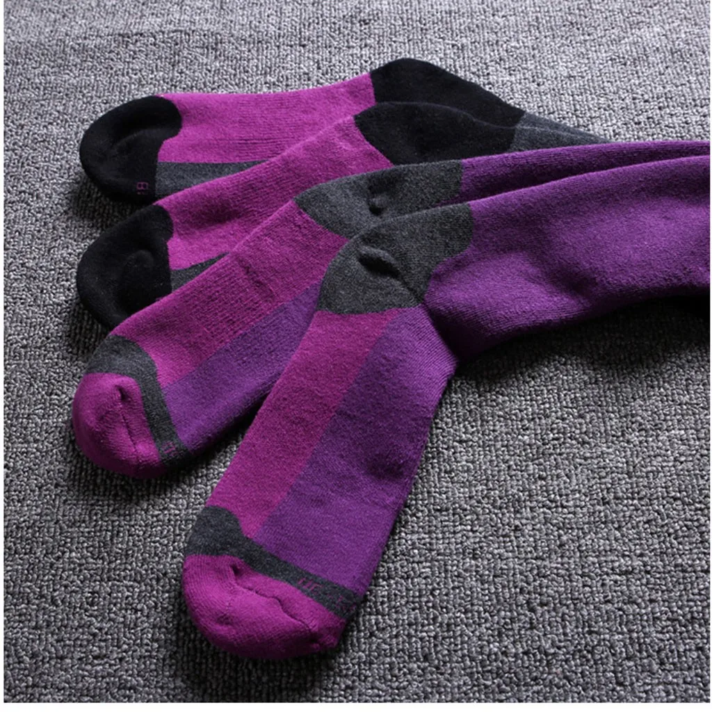 Унисекс Мужские и женские зимние теплые альпинистские Лыжные носки для пеших прогулок спортивные Гольфы выше колена Плотные хлопковые носки