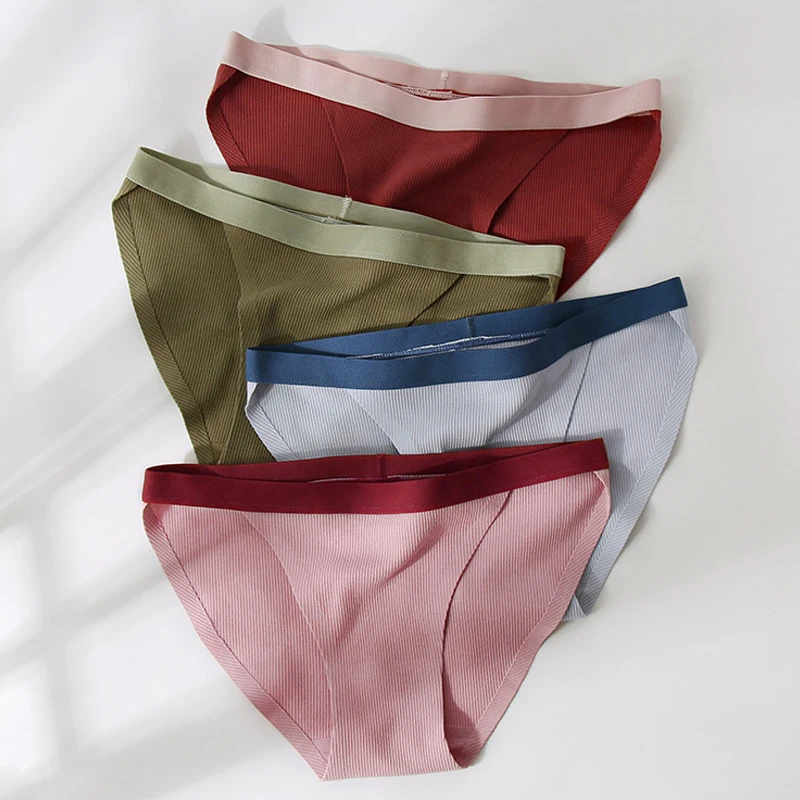 

Women Cotton Panties Sexy Low Waist Belt Briefs Solid Color Female Seamless Sports Underpants Comfort Intimates Lingerie