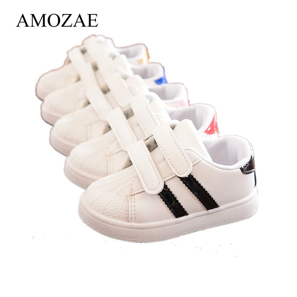 

Two Striped KIDS Shoes For Kids Boys Girls Shell Head Sneaker Spring Autumn Casual Anti-Slip Children Shoes Free Shipping