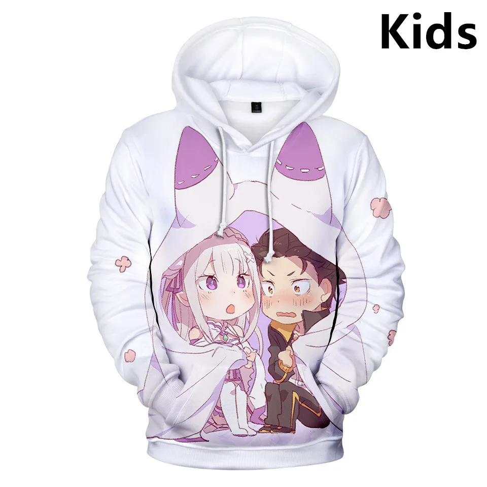 Модная дизайнерская Детская толстовка с капюшоном Re ZERO Rem Ram 3D свитшот для