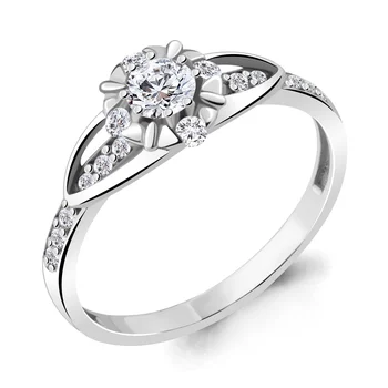 

AQUAMARINE classic ring with cubic, silver 925