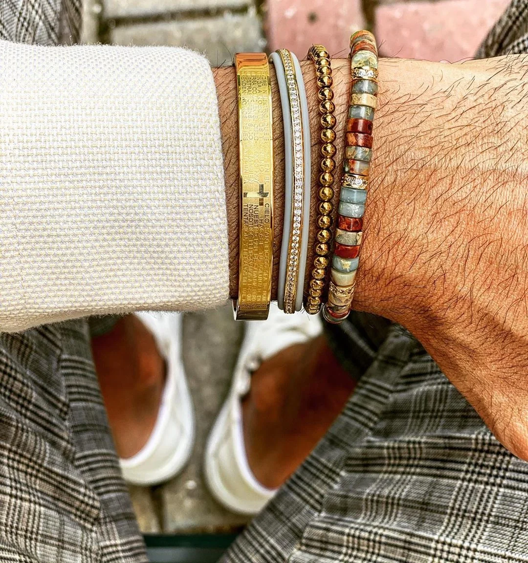 High Quality Luxury Cross Stainless Steel Bangle CZ Pave Charm Handmade Macrame Friendship Bracelet Set Men Jewelry Gift - Image 2