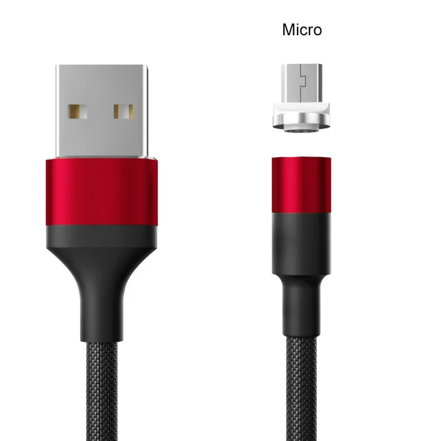 QC 3,0 кабель USB для быстрой зарядки 3A Магнитный кабель type C Micro USB кабель для быстрой зарядки для iPhone Xiaomi huawei Phone 1,2 M - Цвет: Red With Micro