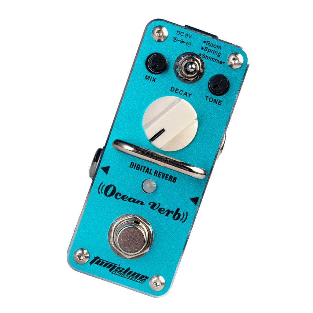 

OCEAN VERB Digital Reverb Effect Pedal Mix Tone Decay Control Knobs Blue Stage Accessory