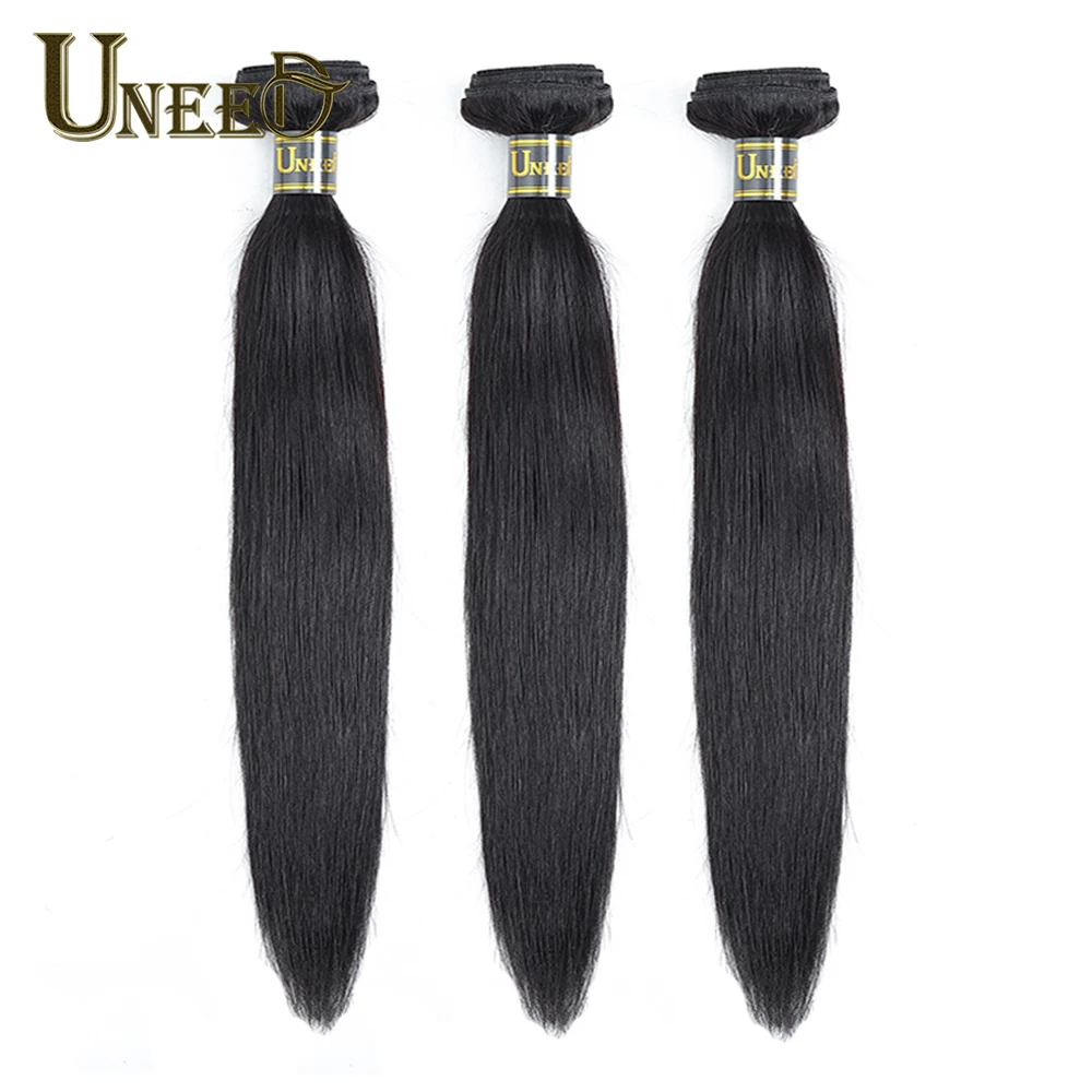 

Uneed Hair Peruvian Straight Hair Bundles 100% Human Hair Extensions Double Weft Remy Hair Weave 1 Bundle Can Buy 3 Or 4 Bundles