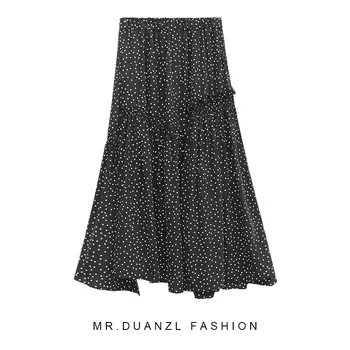 

Polka Dot Chiffon Ruffle Skirt spring and summer 2020 new women's slim crotch large A-shaped irregular fishtail skirt