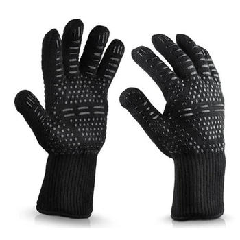 

2 Pairs Heat Resistant Gloves, Cut-Resistant Grill Gloves, Non-Slip Silicone BBQ Gloves, Kitchen Safe Cooking Gloves