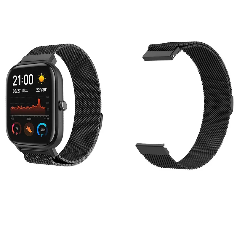 20 мм ремешок Браслет Для Xiaomi Amazfit GTS для часов Bip GTR 42 металлический из нержавеющей