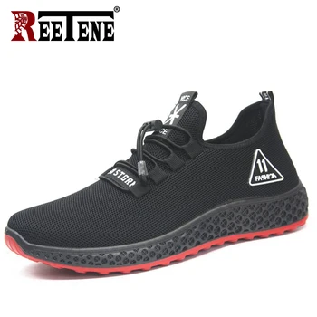 

REETENE New Casual Men's Shoes Breathable Lightweight Men's Sneakers Lace Up Non-slip Running Shoes Men Fashion Mesh Light Shoes