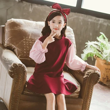 

Spring Big Girls Dresses New 2020 Autumn Patchwork Kids Cotton Dresses Baby Casual Dress Girl Children Toddler Clothing Fashion