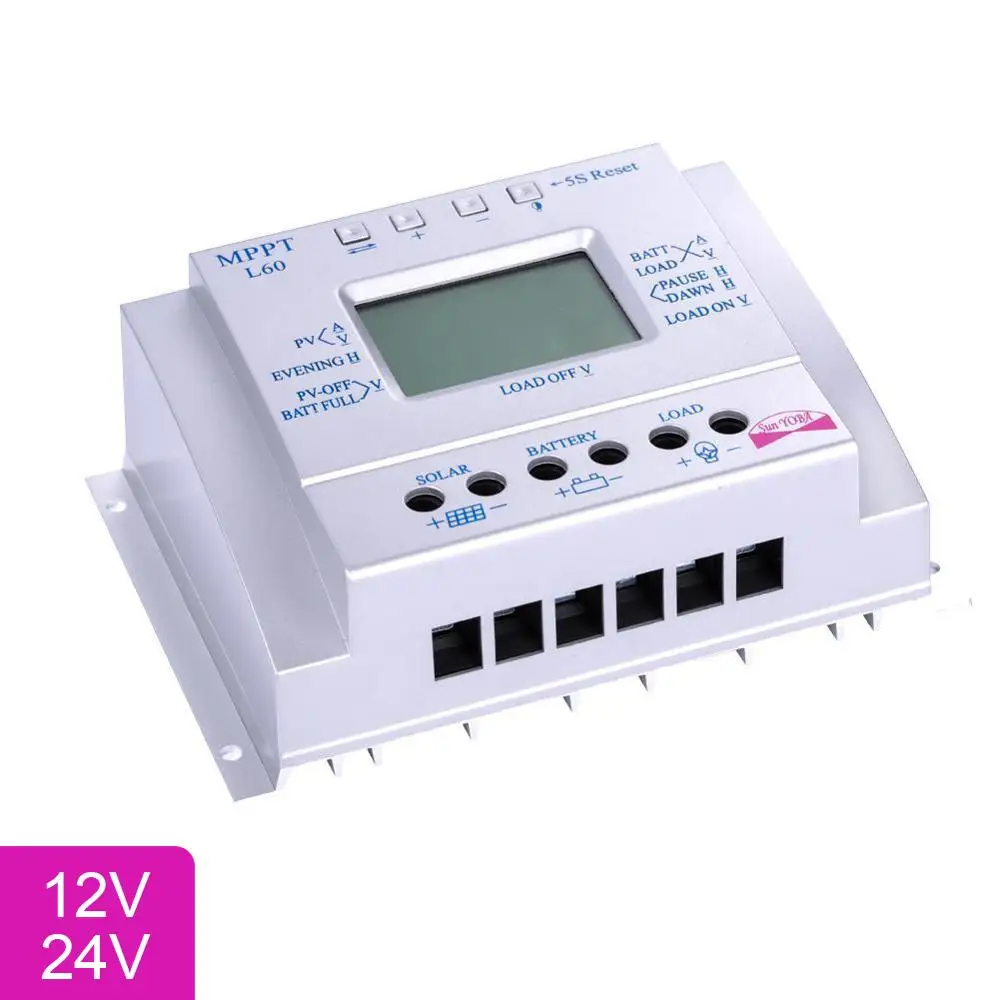 ЖК-дисплей 60A MPPT регулятором солнечного Pannelcontroller 12 V/24 V Панели солнечные регулятор заряда Батарея безопасная защита Сертификация CE