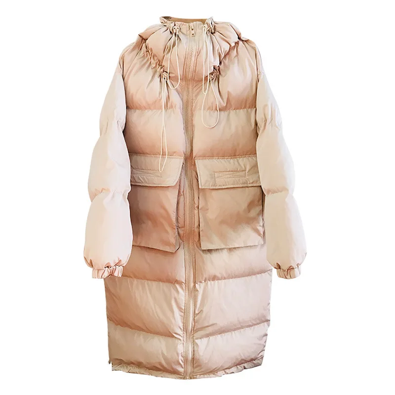 

LANMREM Solid Color Drawstring Stand Collar Big Pocket Plus Woman Down Cotton Suit Personality Fashion 2019 Winter New TV151