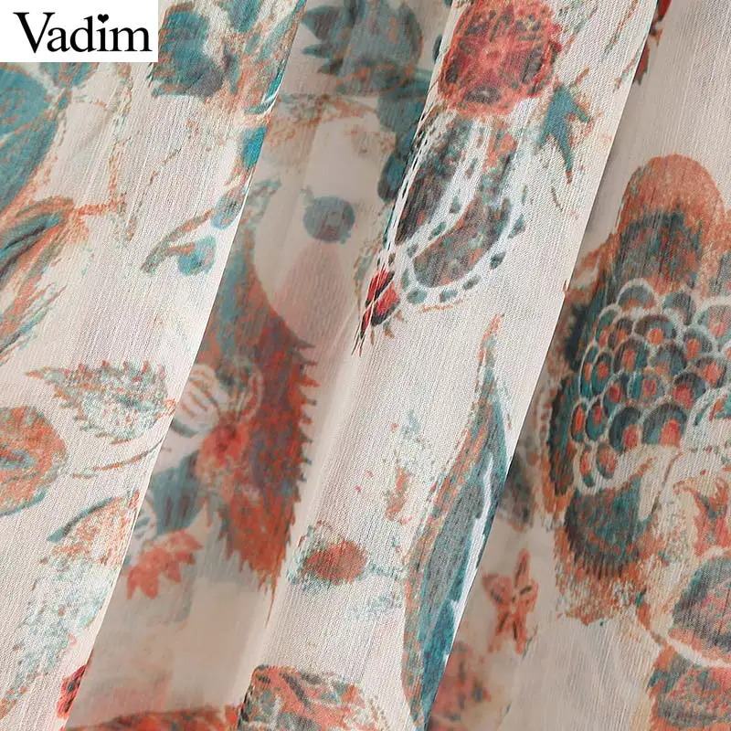 Vadim Женская плиссированная блузка с цветочным узором прозрачная рубашка с длинными рукавами Женская Повседневная стильная ретро топы LB382