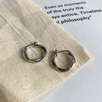 

Retro Authentic 925 Sterling silver Double ROWS Twisted &Roped Weave Hoop Huggie earrings jEWELRY TLE893