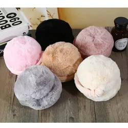 2021 nova moda bonito earmuffs para as mulheres imitação de pele de coelho inverno earmuffs quente feminino aquecedores de ouvido earflap bandana