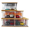 1/24 Simulation Car Model Parking Lot Garage Scene Acrylic Dust Cover DISPLAY Box with Light Wooden Storage 1