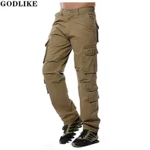 Военные брюки карго, мужские Свободные мешковатые тактические брюки, повседневные хлопковые камуфляжные брюки карго, мужские брюки с несколькими карманами