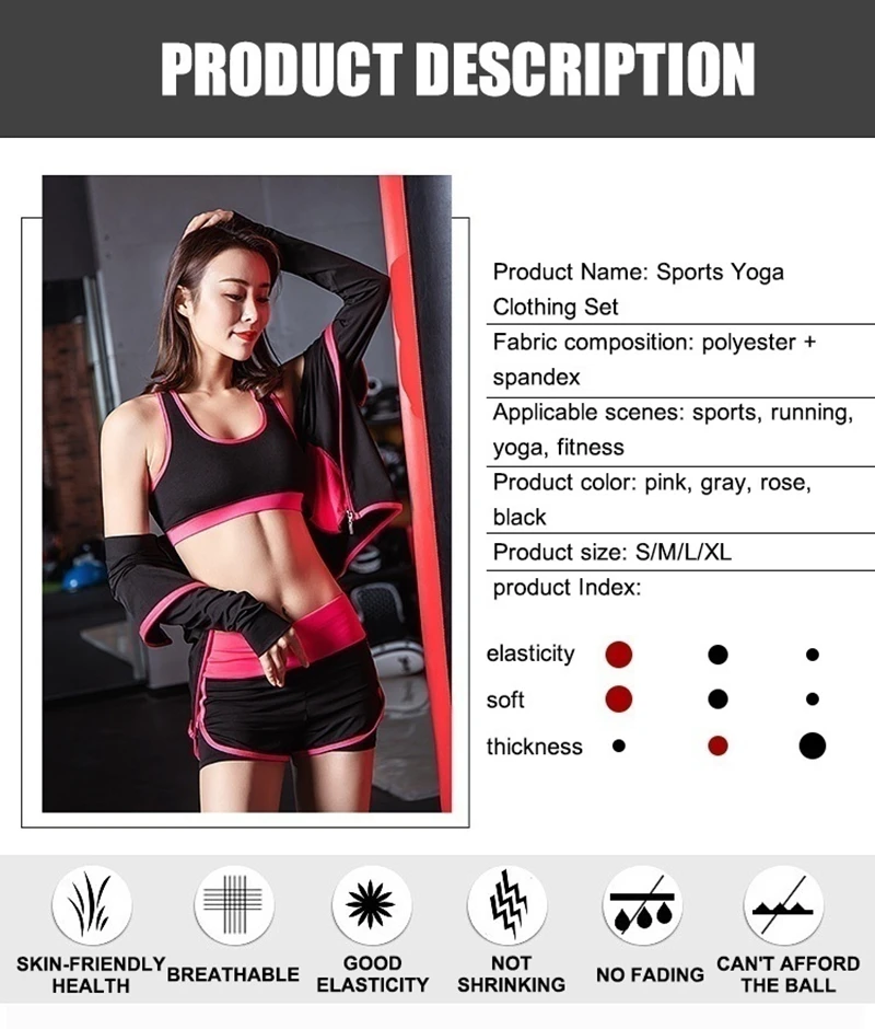 5PC Yoga Set Sports Wear For Women Gym Clothing Fitness Leggings Bra Women's Sports Suits Workout Outfit Running Clothes Set