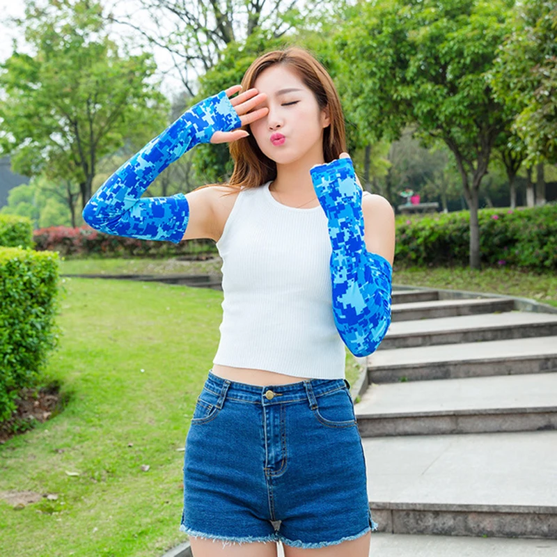 Summer Sports Camouflage Sleeve Men Women Cooling UV Protection Fishing Running Cycling Sleeves Sunscreen Arm Cuff X003