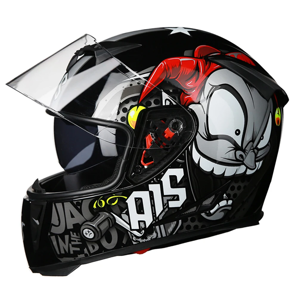 AIS мотоциклетный шлем крушение шлем для верховой езды полное лицо шлемы Байкер Мото шлем мотоцикл двойной объектив Скутер Езда Байкер Casco - Color: 611-01 Clear Lenses