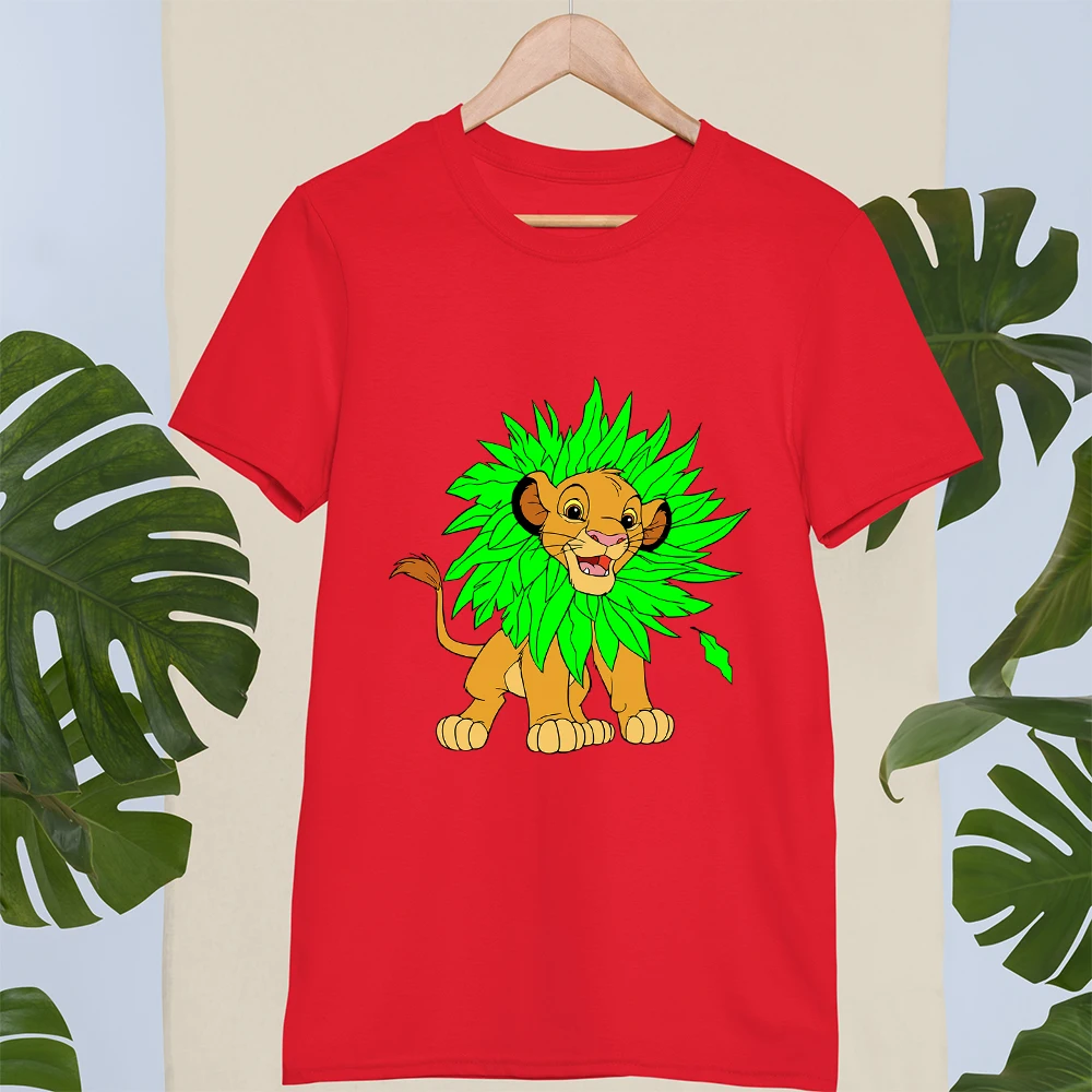 Kawaii Simba and Nala Lion King Print T shirts Female Clothing Casual Loose Unisex Tshirts Harajuku Tee Summer Women T-shirt custom t shirts