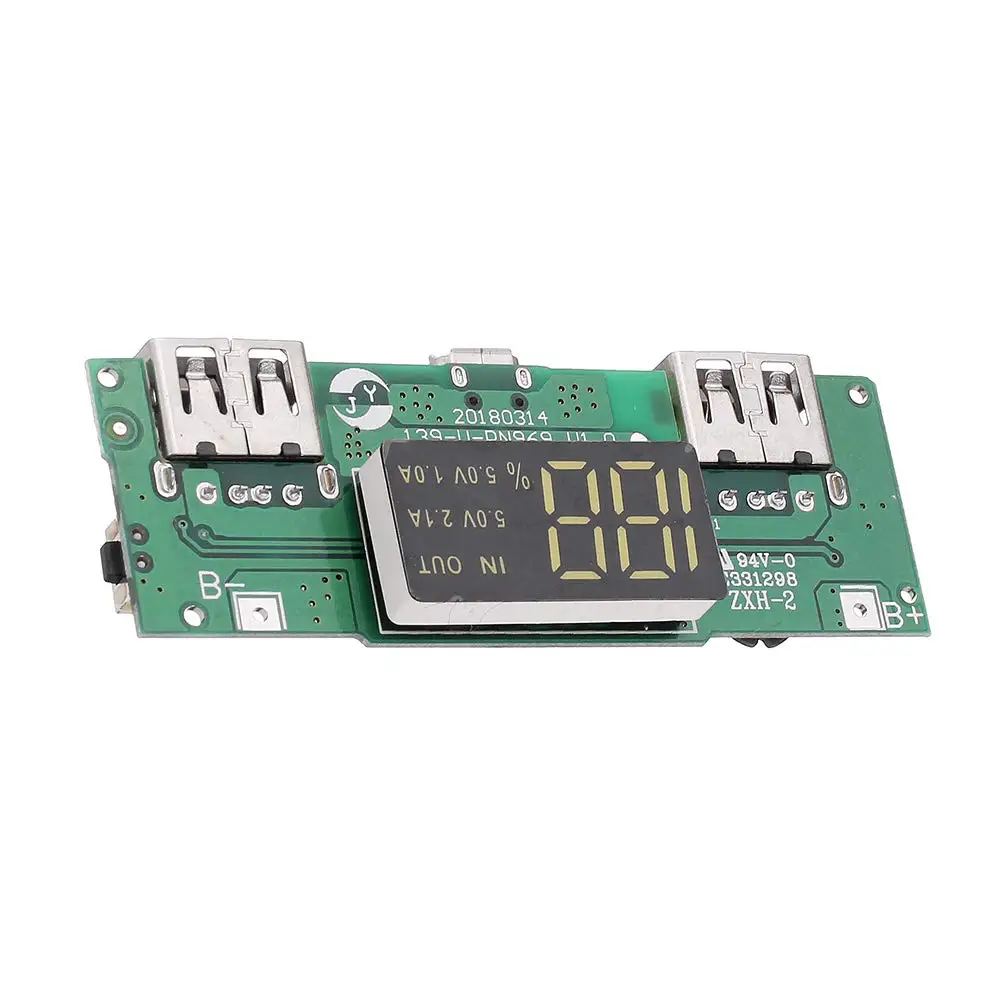 Светодиодный двойной USB 5V 2.1A Micro Входная мощность банк 18650 Батарея Зарядное