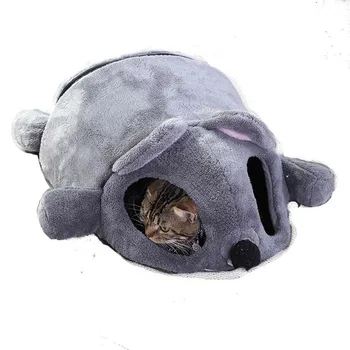

Cartoon Grey Dog Bed For Medium Dogs Foldable Warm Soft Windproof Pet Mattress Washable Cat Nest Litter Puppy Kennel
