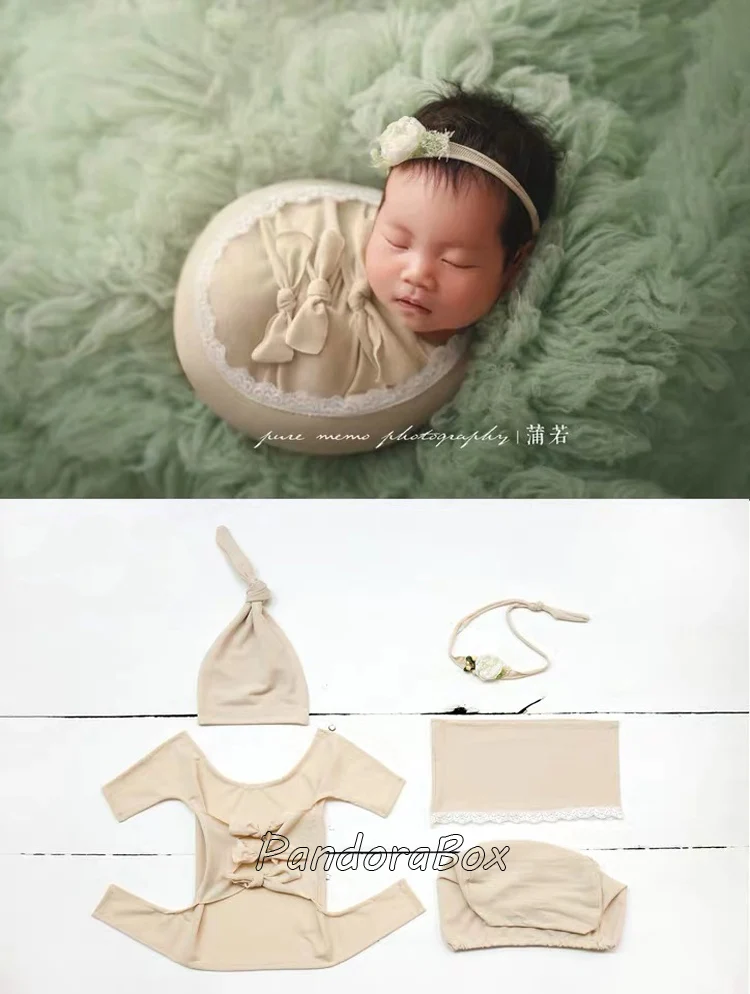 6 шт. реквизит для фотосъемки новорожденных стрейч обертывание s+ шляпа комплект для студийной съемки шарф для позирования+ повязка на голову fotografia аксессуары
