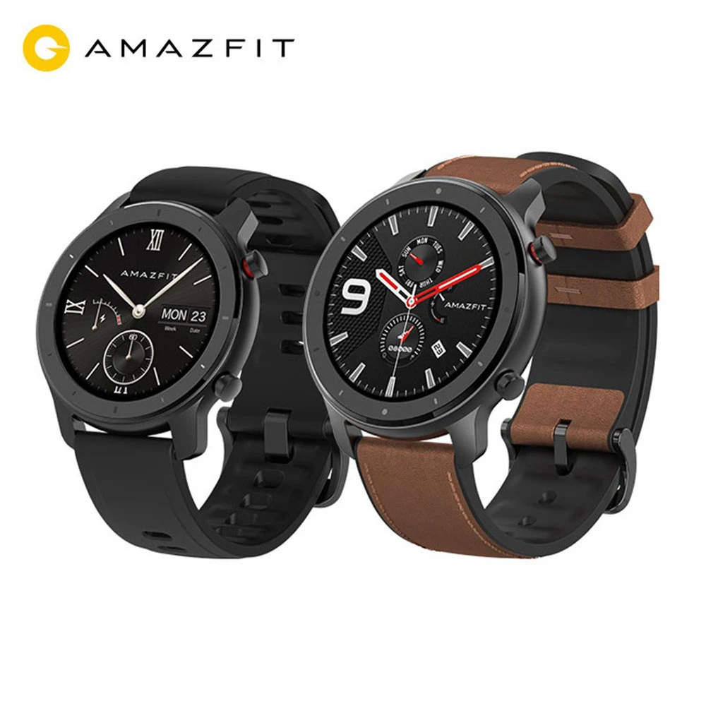 Globale Version Amazfit GTR 47mm Smart Uhr 5ATM Wasserdichte Smartwatch 24  Tage Batterie GPS Musik Control Leder Silicon Strap|Smart Watches| -  AliExpress