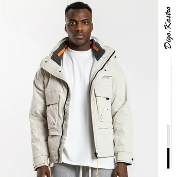 

Original Stand Collar Down Jacket Men / Women Tooling Style Thicken Warm Down Jacket Streetwear Personality Couple Down Jacket