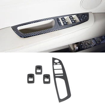 

Left Hand Drive For BMW X5 E70 X6 E71 2008 - 2013 Carbon Fiber Style Interior Window Switch Lift Cover Trim 4pcs Car Styling
