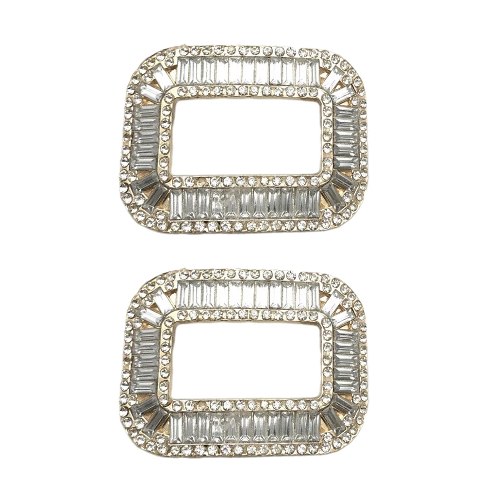 2x Rhinestone Crystal Shoes Buckle Clips For Bridal Wedding Shoes Decoration