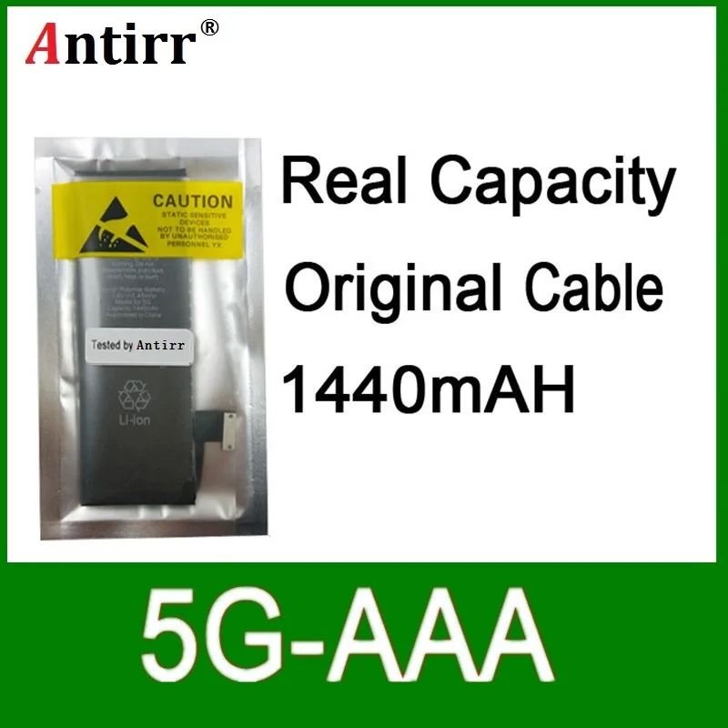 

10pcs/lot Real Capacity China Protection board 1440mAh 3.7V Battery for iPhone 5G zero cycle replacement repair parts 5G-AAA