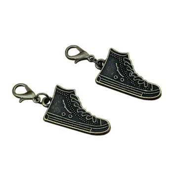 

100Pcs/lots Antique bronze Alloy High Top Tennis Shoes Charms Bead with Lobster clasp Fit Charm Bracelet DIY Jewelry 15.8x42mm