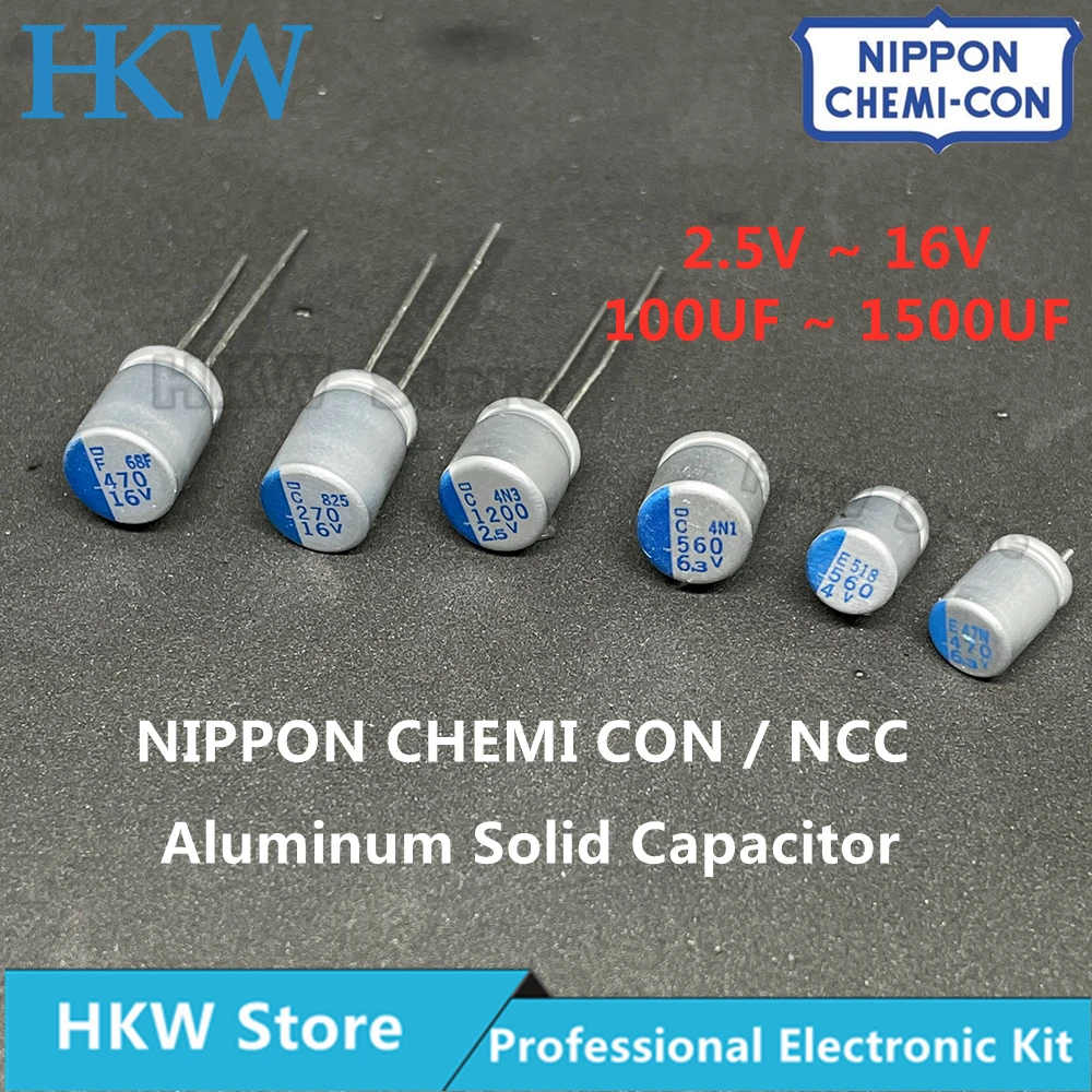 Aluminum Capacitor 10pcs NCC 2.5V 6.3V 4V 16V 100UF 270UF 470UF 560UF 820UF 1000UF 1200UF 1500UF NIPPON CHEMI CON Original