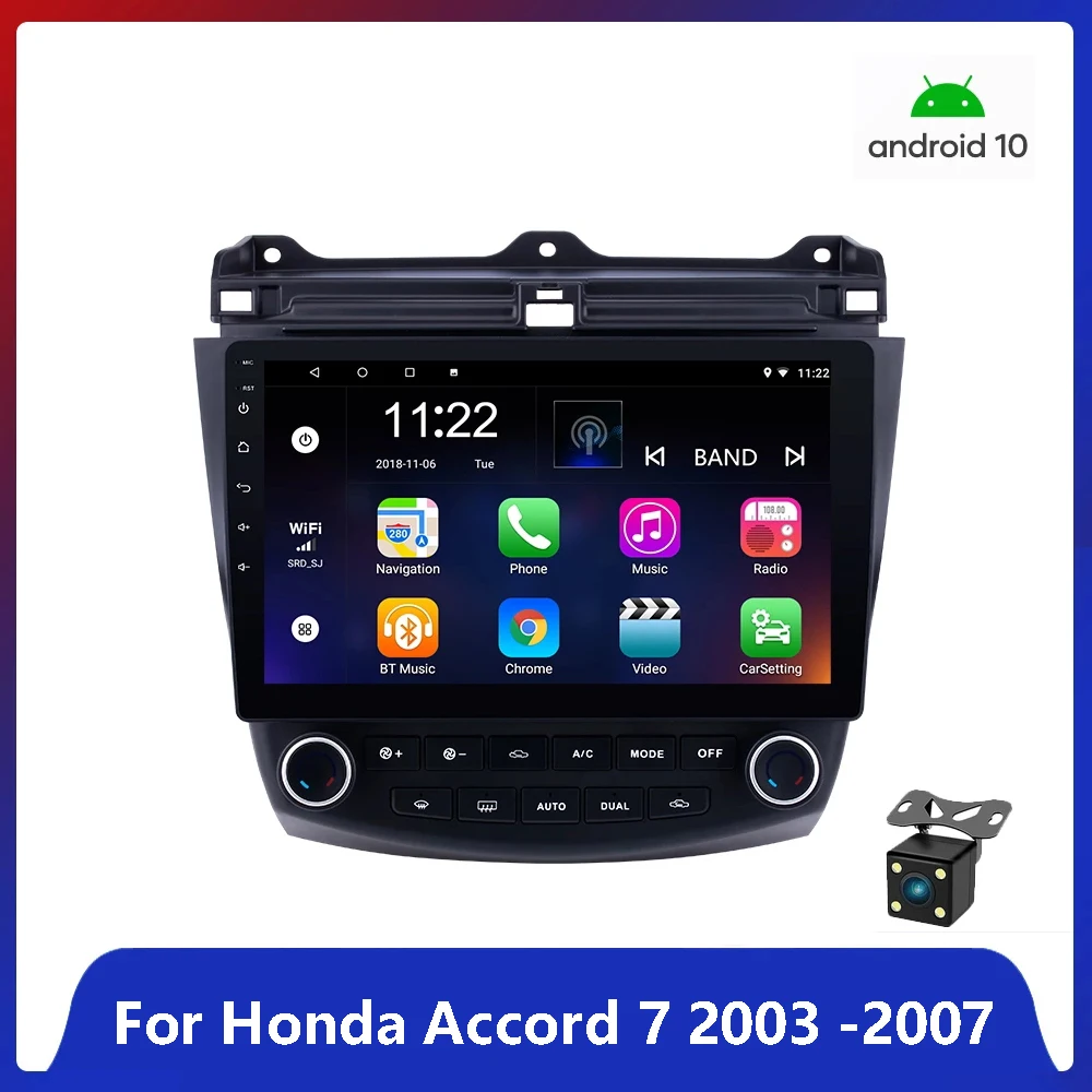 Автомагнитола 2DIN Android 10 1 дюйма с радио GPS-навигацией для Honda Accord 7 2003 2004 2005 2006 2007