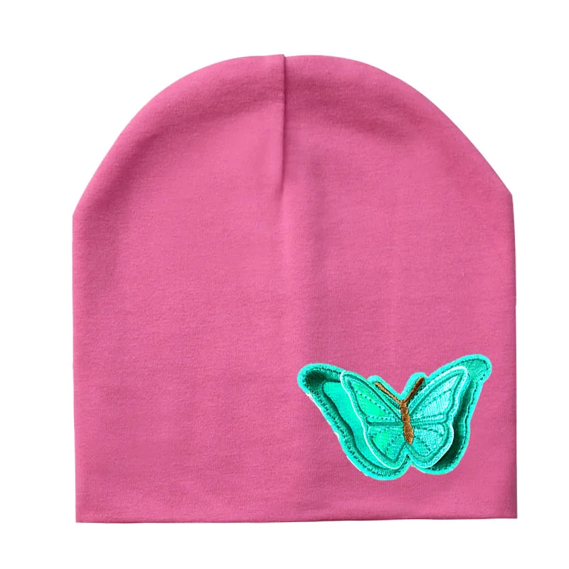 7 New Baby boy girl hat color butterfly cloth sticker Toddler Infant Beanie Hat Spring Autumn Winter Children's Hats kids beanies - Цвет: 7