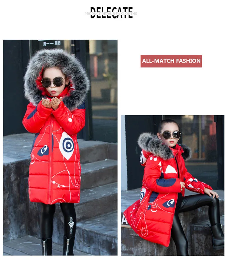 Kids Winter Jacket For Girls 2019 Fashion Brand Girl Down Jacket Warm Child Down Parkas Coat 4 5 6 7 8 9 10 11 12 13 14 Years