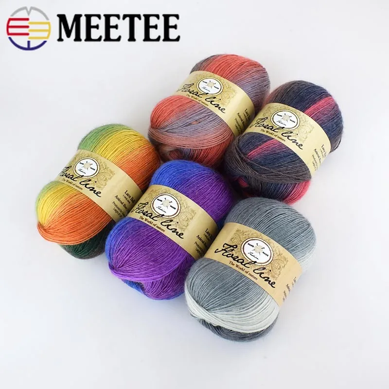 

Meetee 3pcs*100g/roll Soft 100% Cashmere Wool Yarn Hand-knitting Fancy Crochet Woolen Thread Knitting for Scarf Shawl Hat AP420