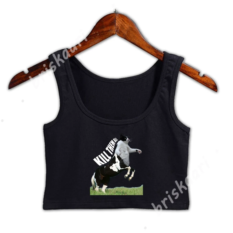 Top corto de diseño cónico sin para mujer, originales de verano con cuello redondo|Camisetas sin AliExpress