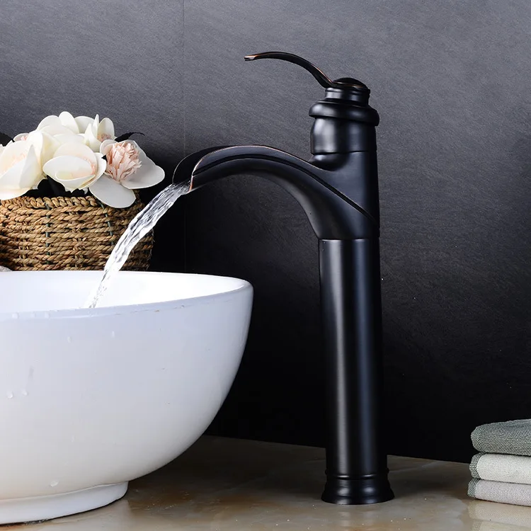

Black Ancient Falls Cold and Hot Water Faucet European-style Upper Basin Faucet, Lower Basin Faucet, Washing Basin Faucet