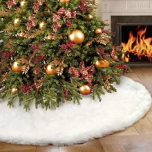 GENNISSY 76 120 150cm 1pc White Plush Christmas Tree Skirts Fur Carpet Merry Christmas Decoration Holiday Party 30 48 60 Inch