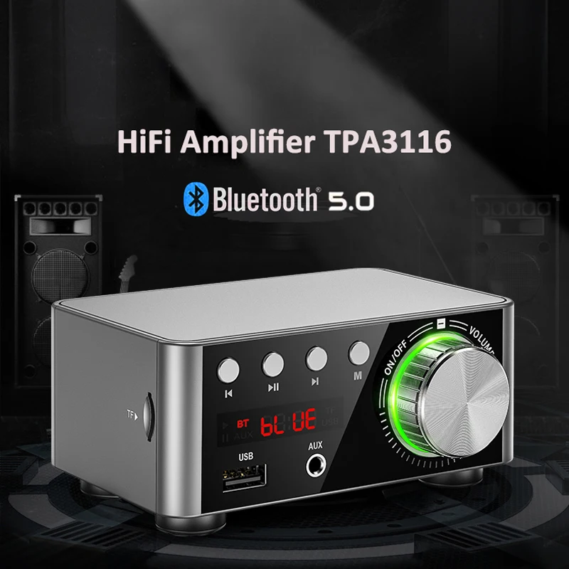2x50 Вт усилитель TPA3116 Класс D bluetooth 5 0 HIFI стерео поддержка USB TF карты RCA AUX палка
