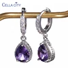 Cellacity pendientes de plata 925 con gemas, pendientes en forma de gota de agua para mujer, gotas de amatista para las orejas, regalos de aniversario ► Foto 1/6