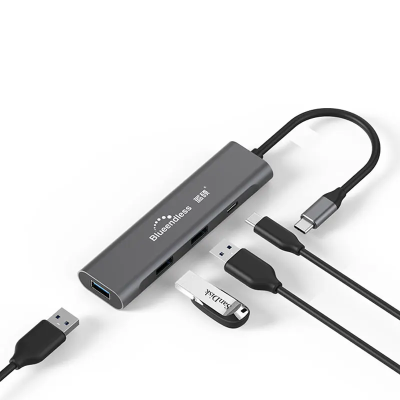 HUB040 PD Multi USB 3.0 HDMI 4K VGA 1080P RJ45 Adapter to Splitter 3 Port USB HUB USB-C Type C for MacBook USB hub 3.5mm Audio USB 3.1 - Цвет: HUB040 PD