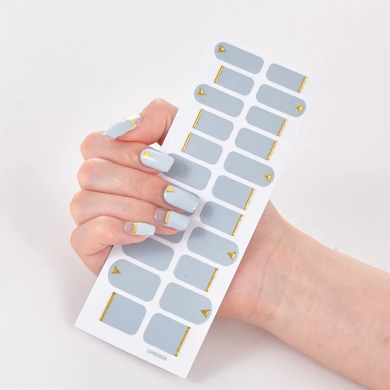 22 Tips/Sheet Solid Color And Striped Manicure Nail Decoration Stickers Adhesive Self Nailart Sticker Designs | Красота и здоровье