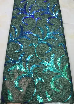 

Popular Sequins Lace Fabrics French Mesh Lace Fabric High Quality Sequence Fabrics Nigerian Net Lace for Wedding Party HSH078